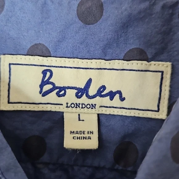 Boden Men's Blue Polka Dot Cotton Button Down Shirt Size Large - Picture 5 of 9